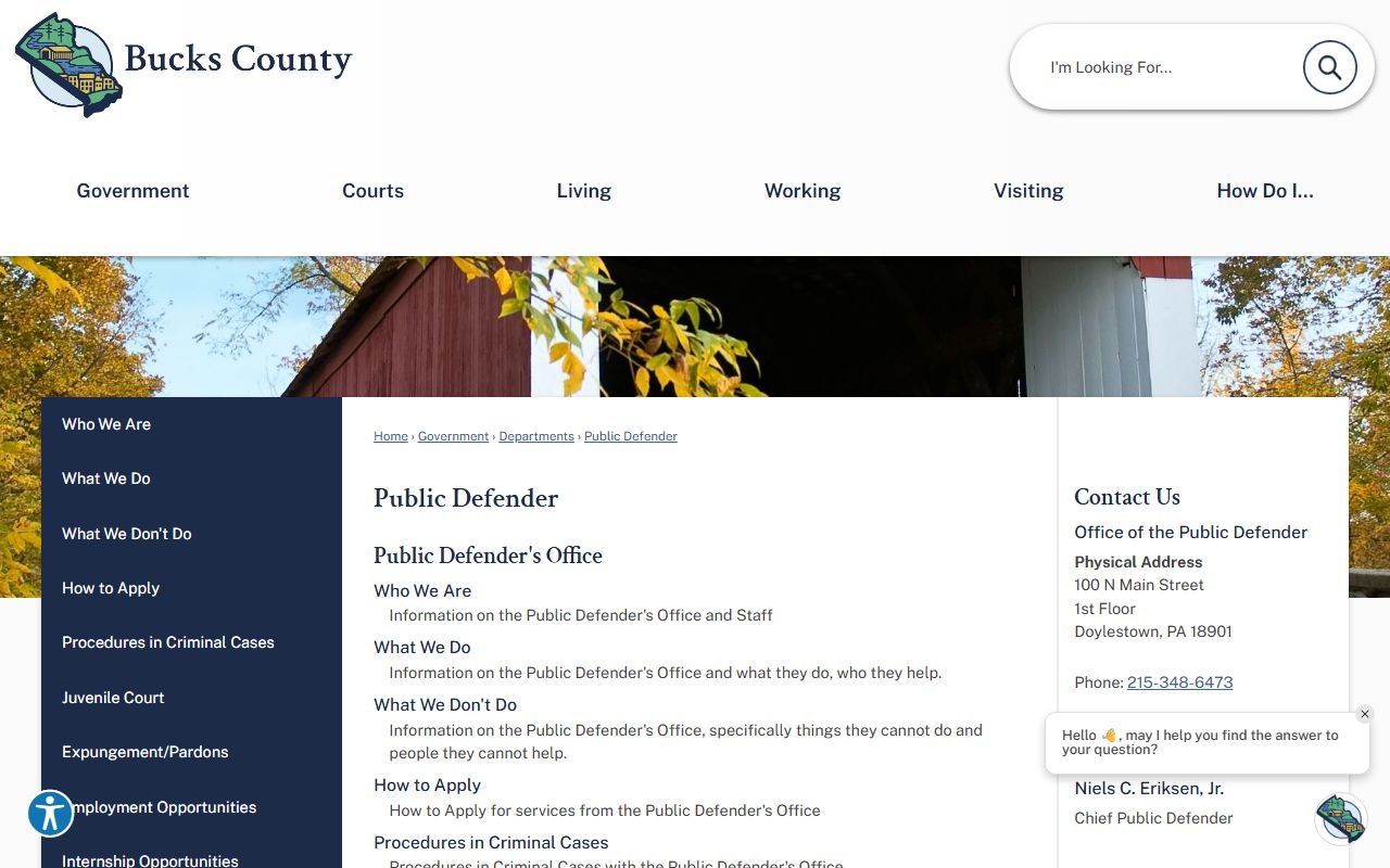 Bucks County criminal records Public Defender expungement resource