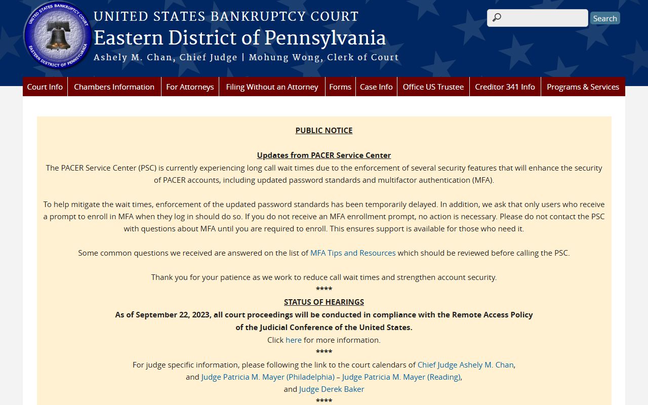 Bucks County arrest records and court charges Eastern District bankruptcy court record source