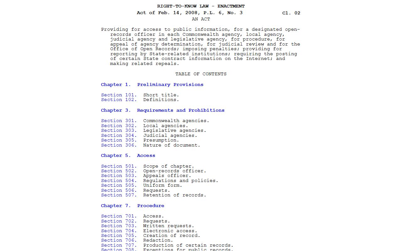 Pennsylvania Right-to-Know Law for Bucks County court dockets