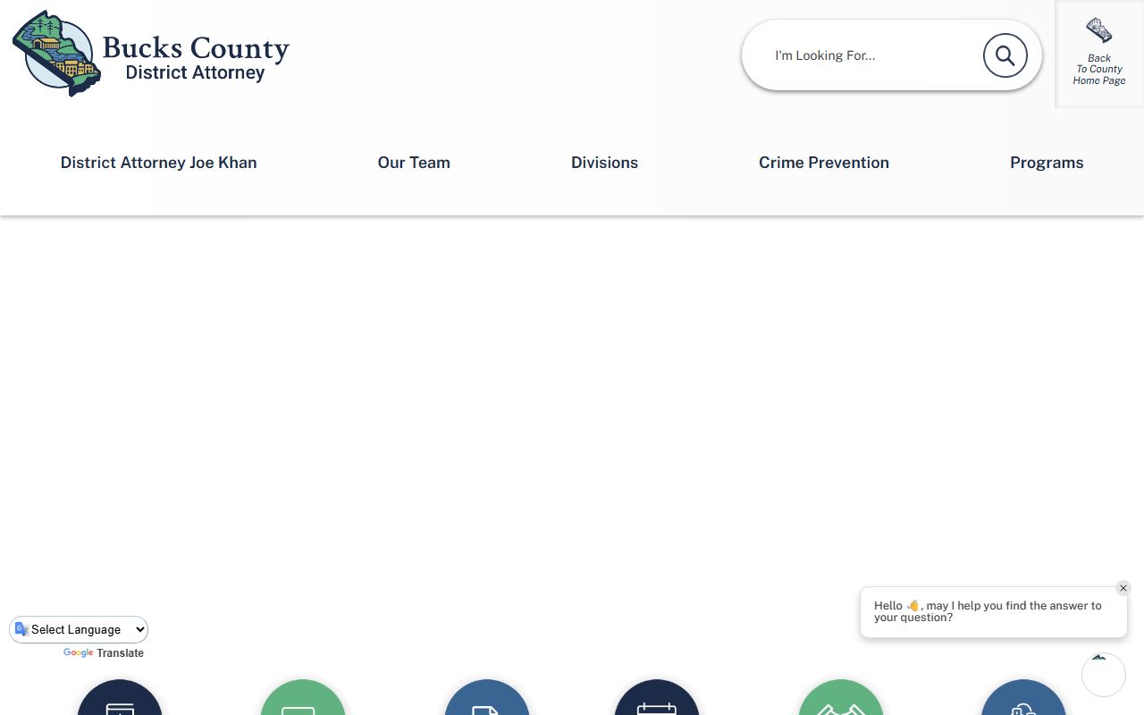 Bucks County criminal court records District Attorney page