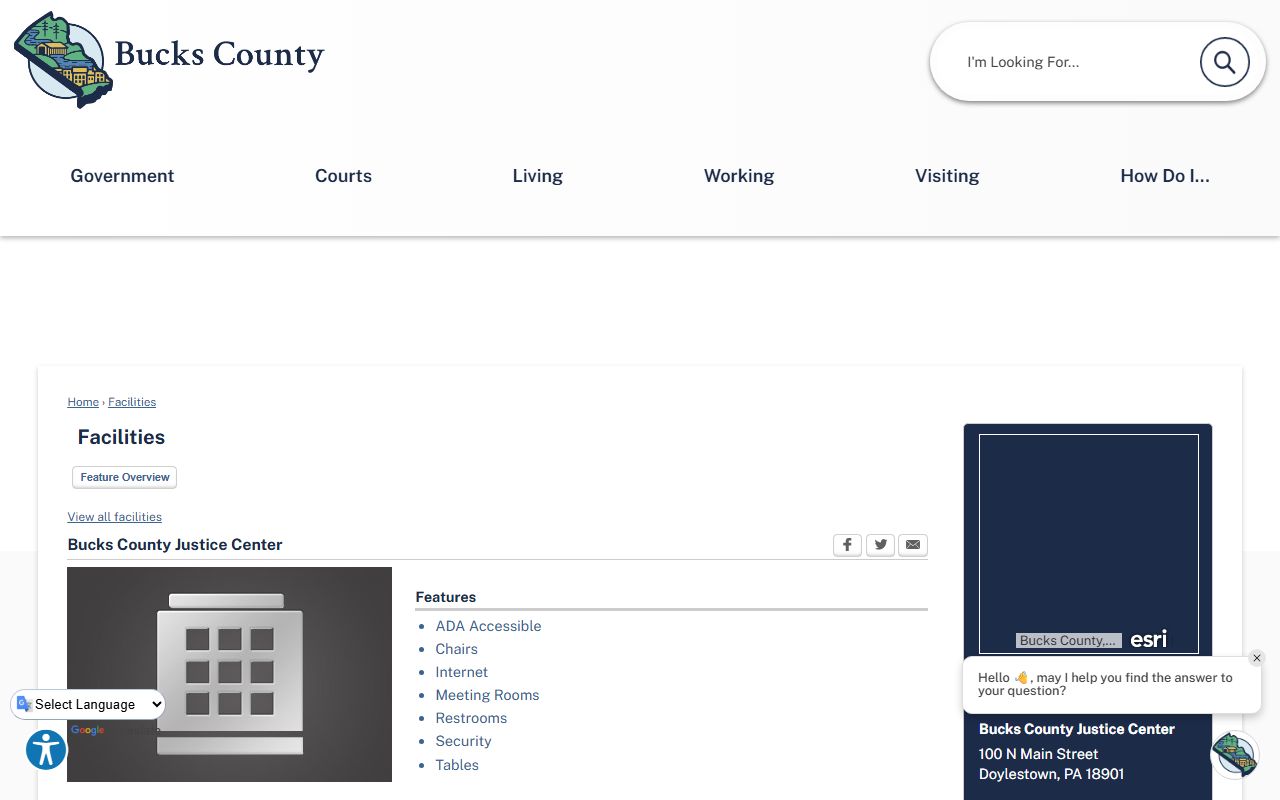 Bucks County court records Justice Center facility page